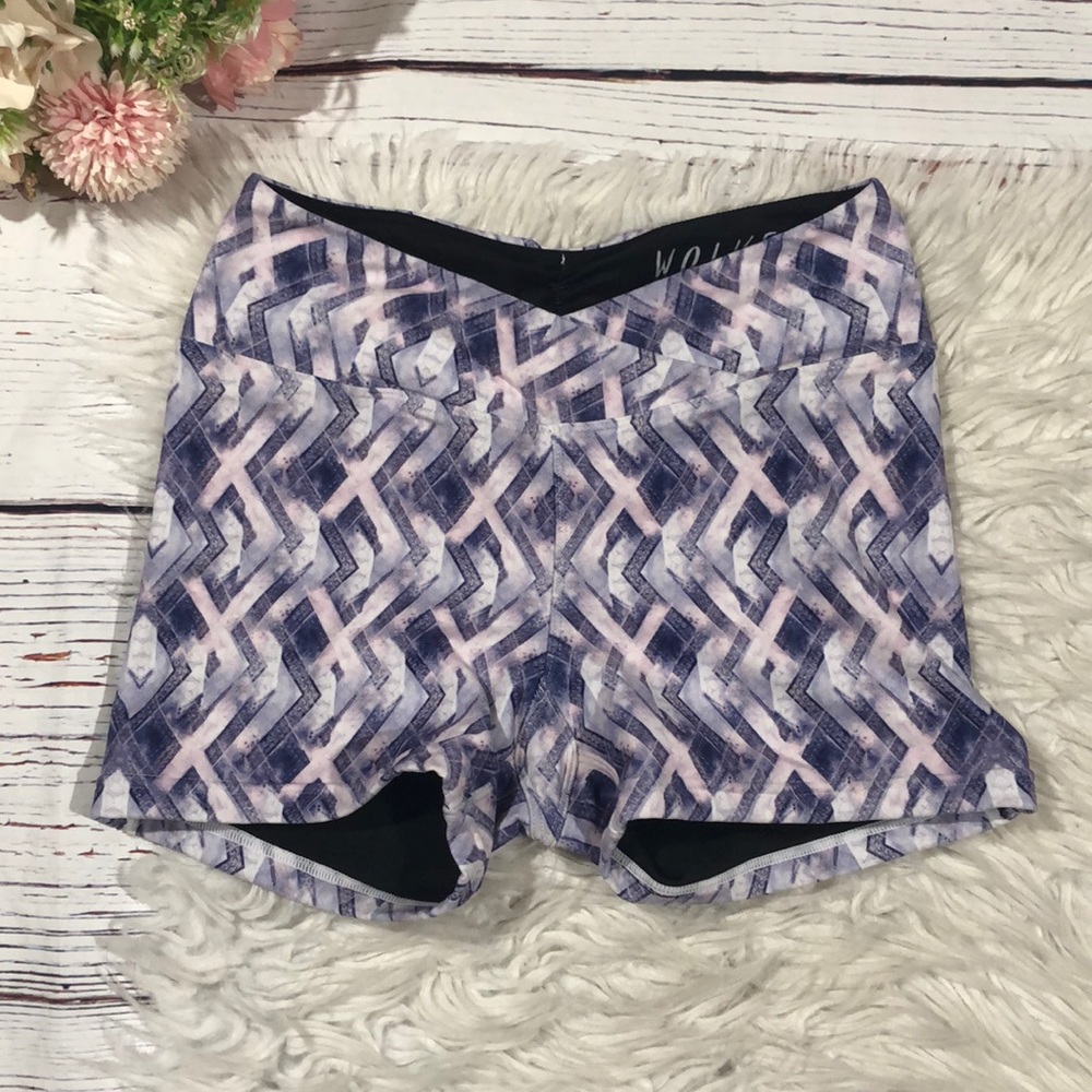 Wolven Threads Oasis Patterned Cross Front High Waisted Shorts